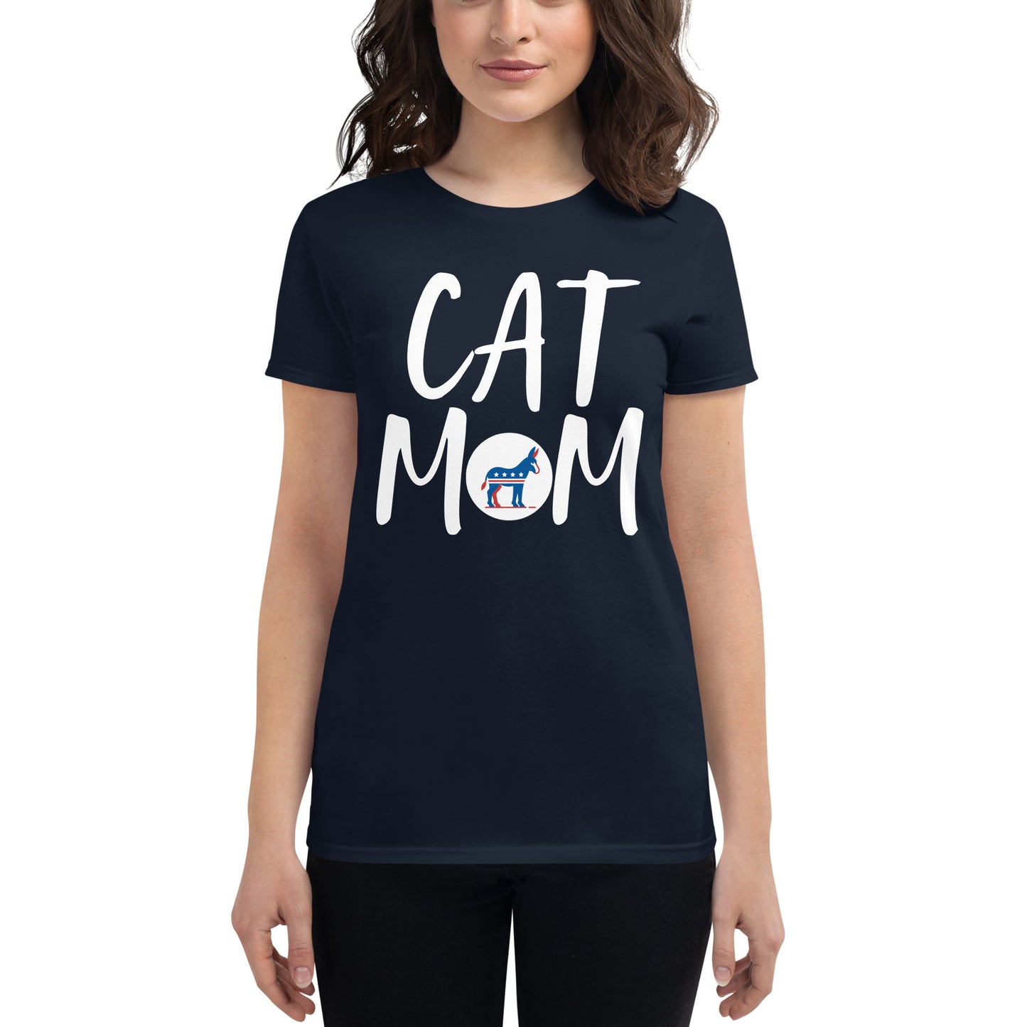 Liberal Democrat Cat Mom Shirt - Navy