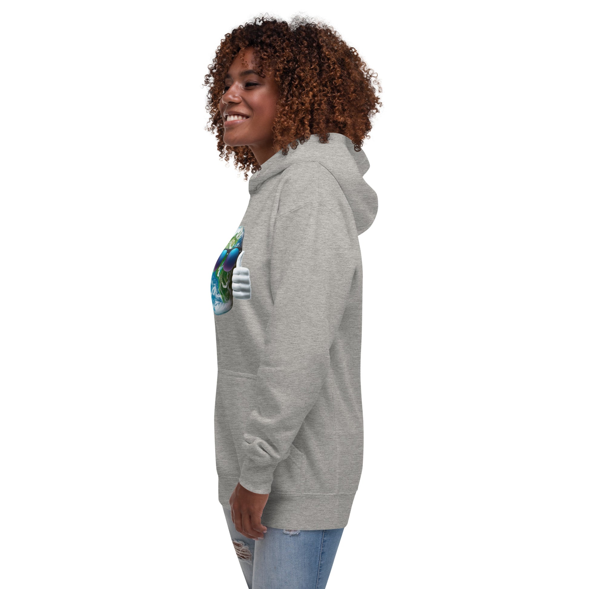 Cool Earth Environmental Justice Hoodie - Side, Grey