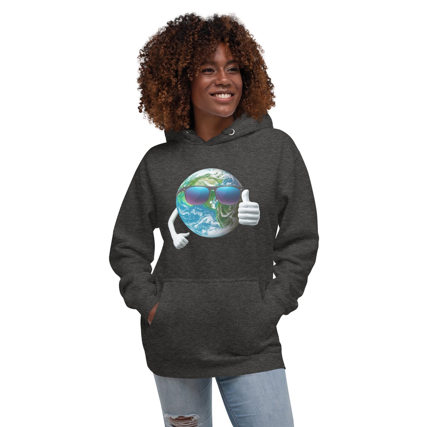 Cool Earth Environmental Justice Hoodie - Front, Charcoal