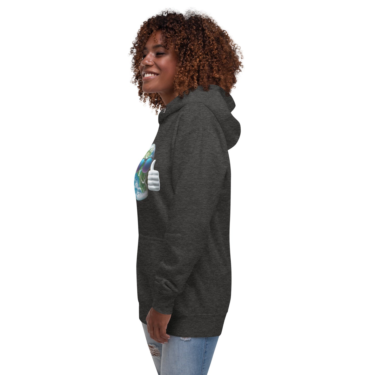 Cool Earth Environmental Justice Hoodie - Side, Charcoal