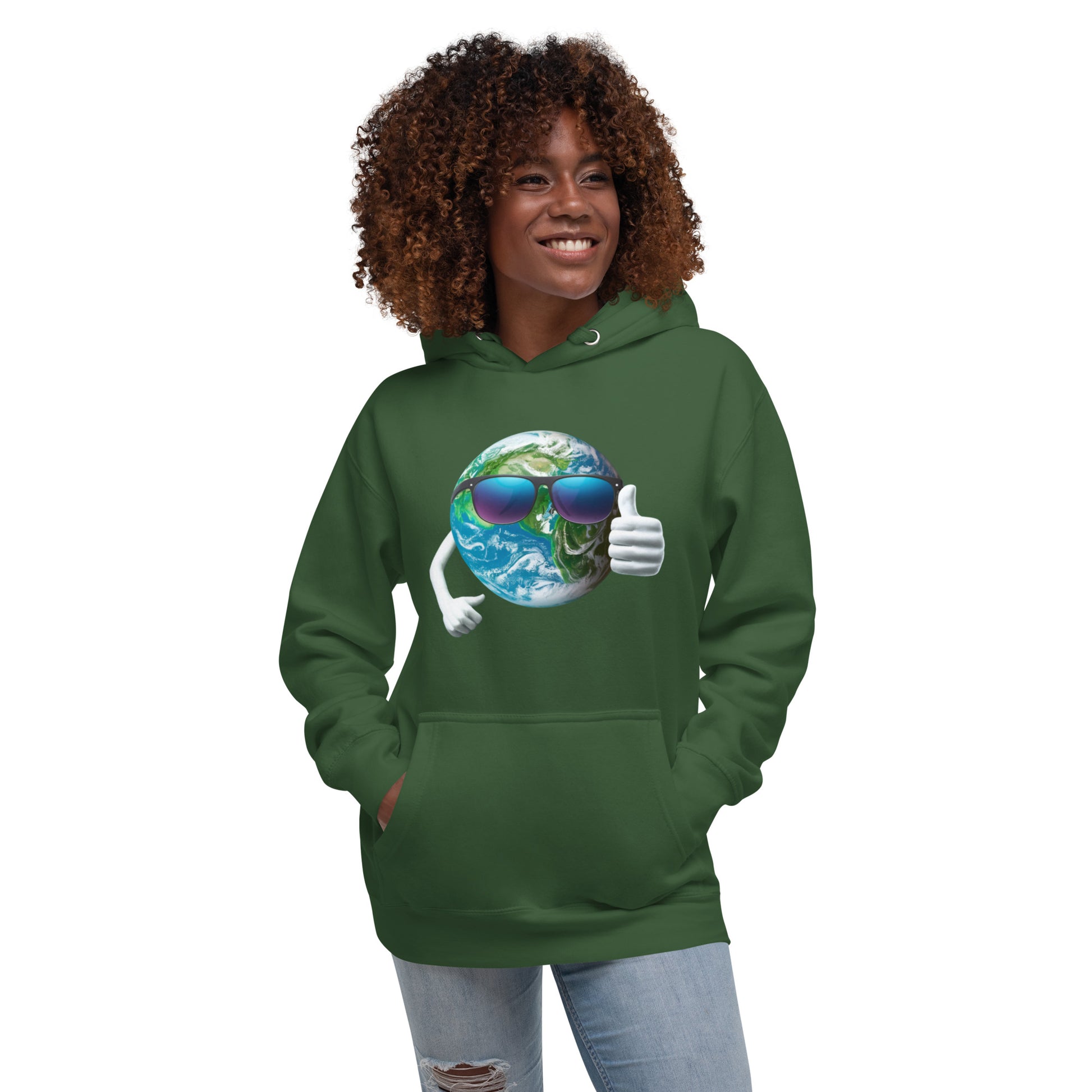 Cool Earth Environmental Justice Hoodie - Front, Green