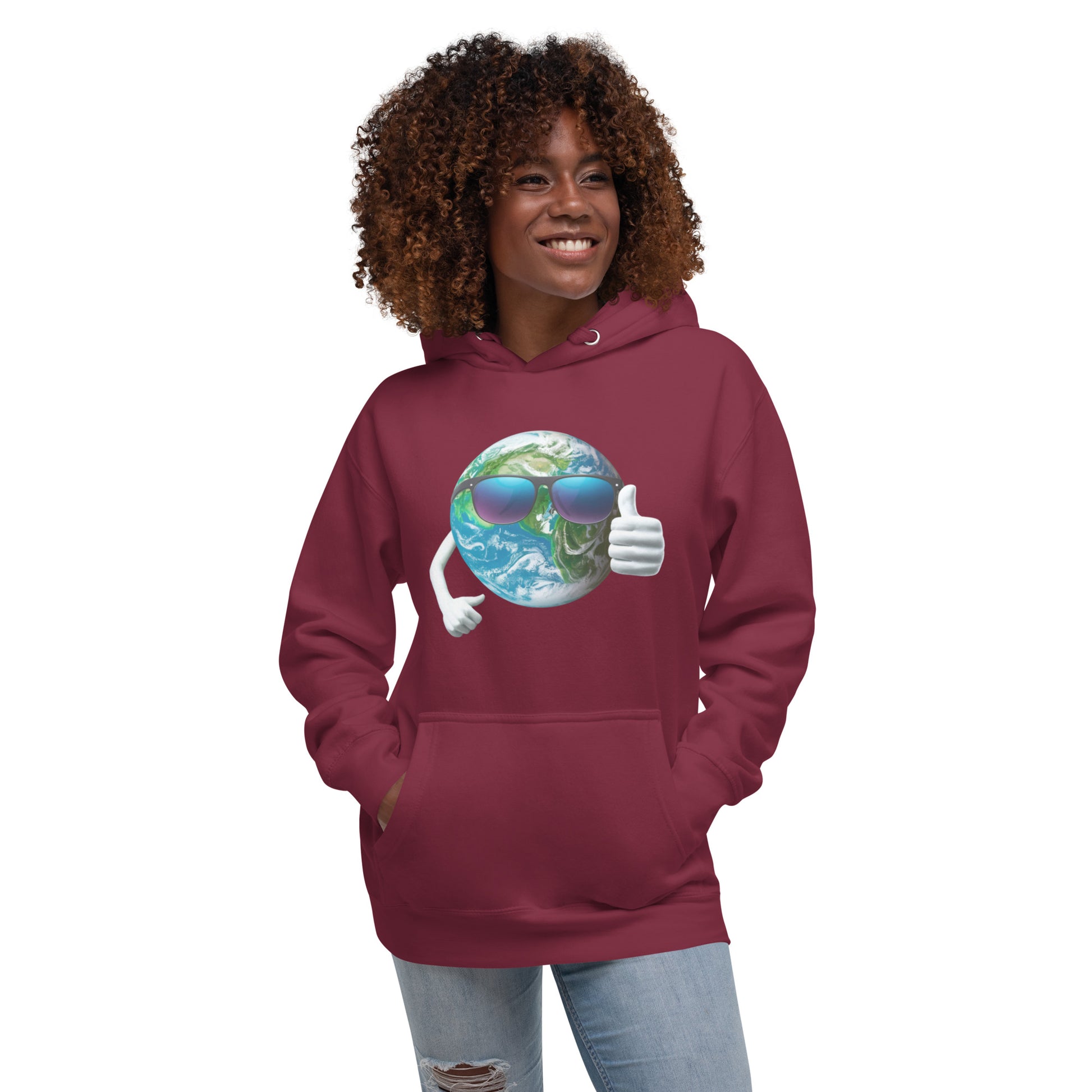 Cool Earth Environmental Justice Hoodie - Front, Maroon