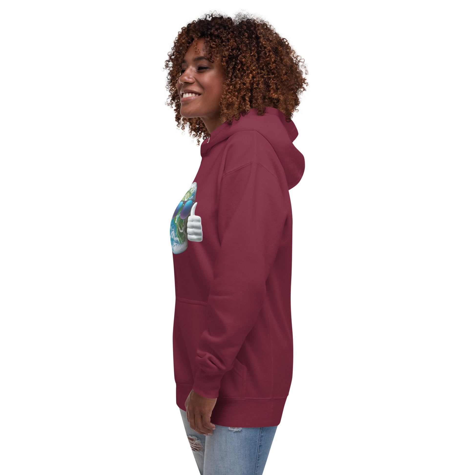 Cool Earth Environmental Justice Hoodie - Side, Maroon