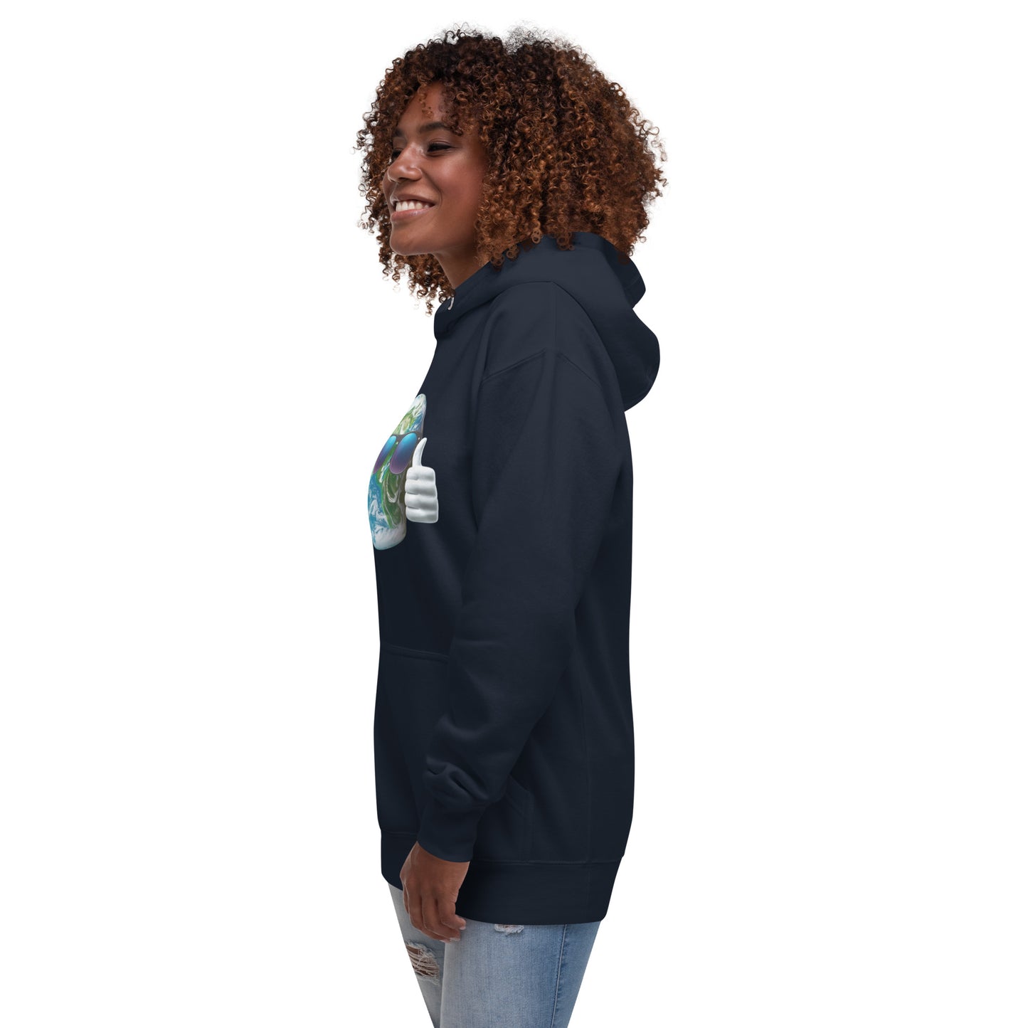 Cool Earth Environmental Justice Hoodie - Side, Navy