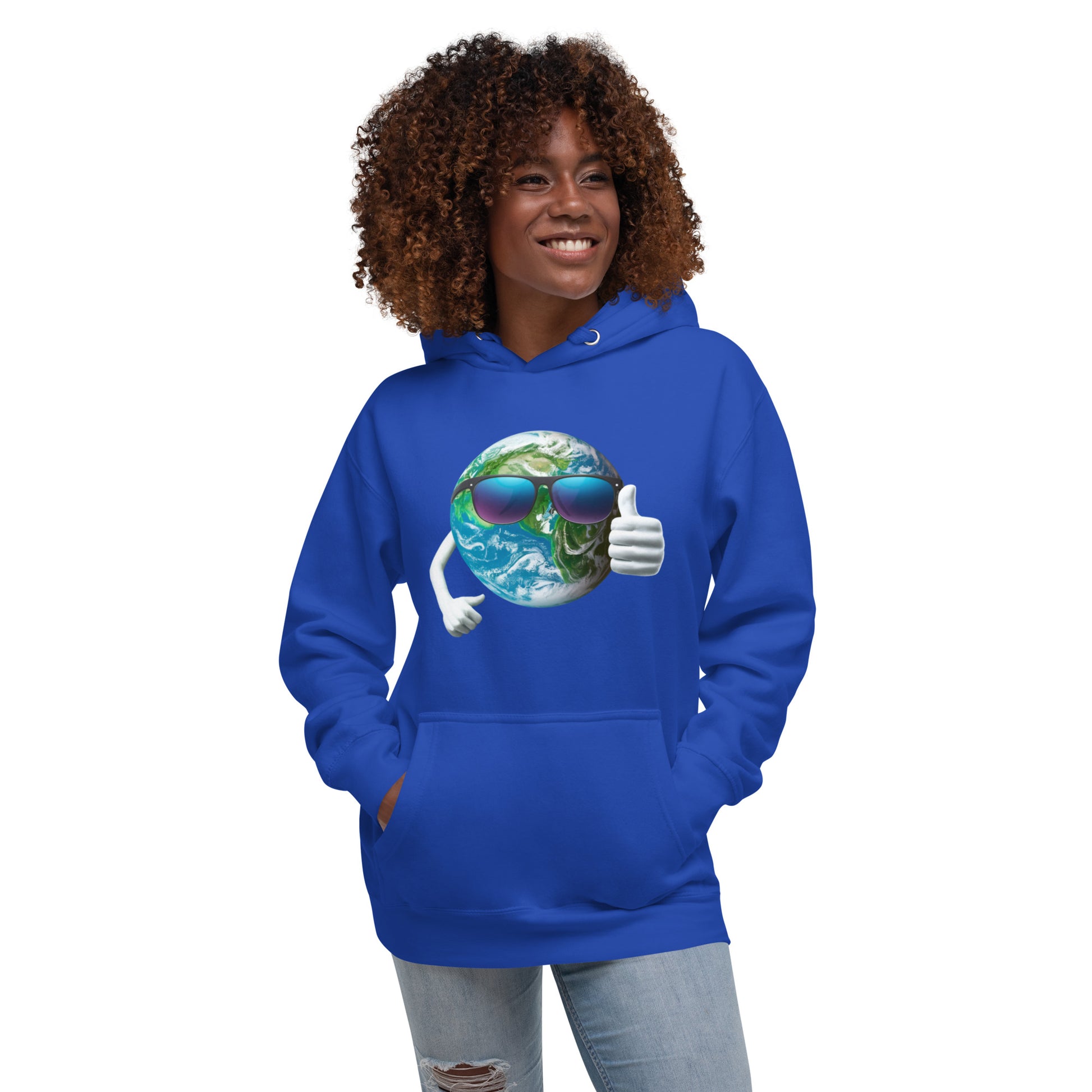 Cool Earth Environmental Justice Hoodie - Front, Royal Blue