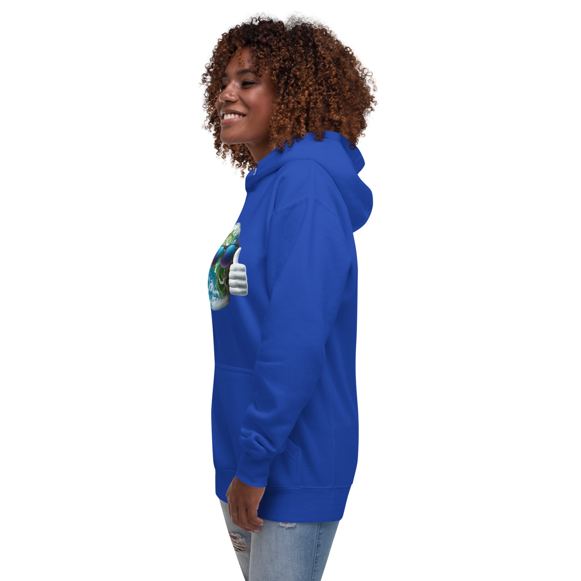 Cool Earth Environmental Justice Hoodie - Side, Royal Blue